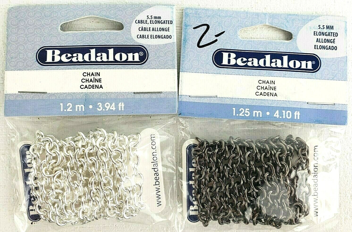 Beadalon Craft Chain-5.5 mm-Silver Plated, Hematite