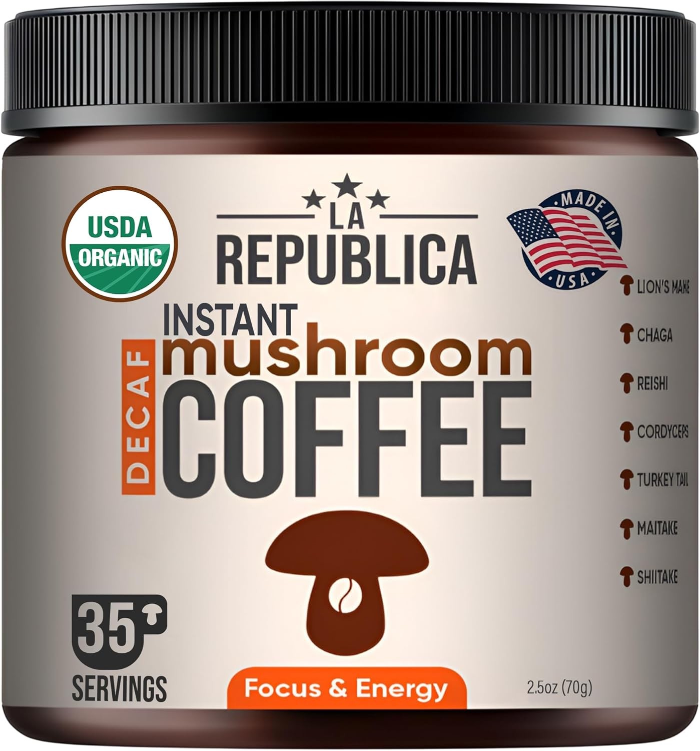 La Republica DECAF Organic Mushroom Coffee Superfood Shrooms, Great