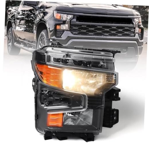 Halogen Headlight Assembly Compatible with Chevy Silverado Right Passenger Side