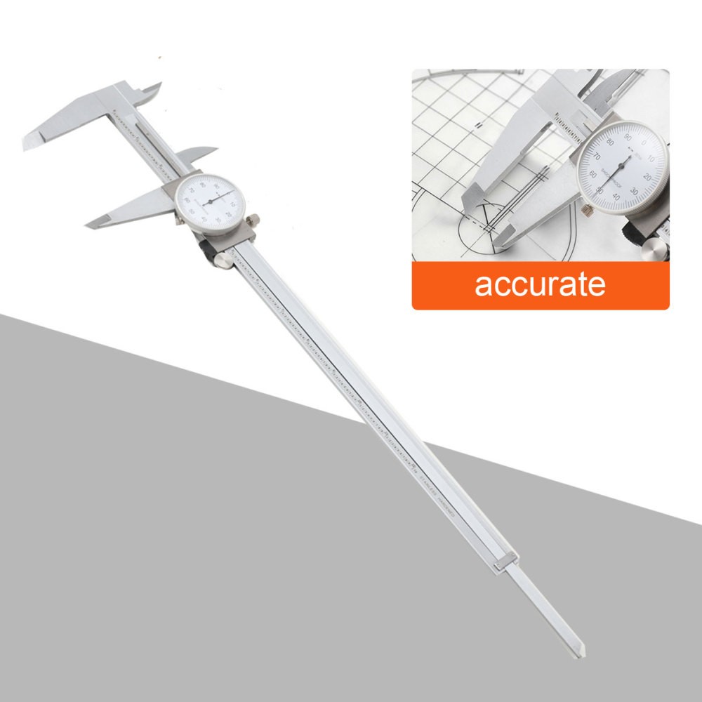 12'' Large Dial Caliper Shockproof Calipers Ruler Stainless Steel With Case
