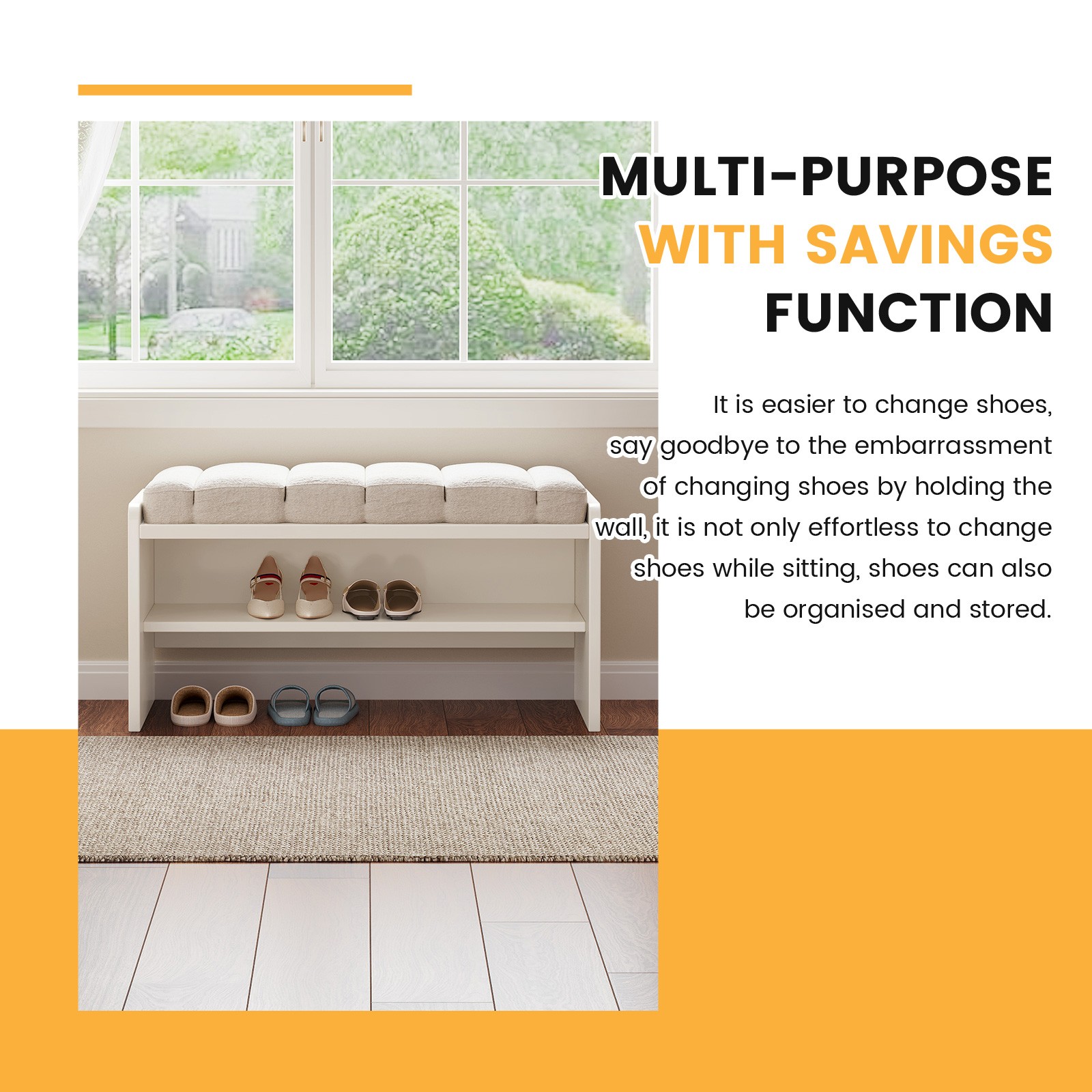Multi-Functional Storage Bench Comfy Shoe Changing Stool Modern Entryway Bench