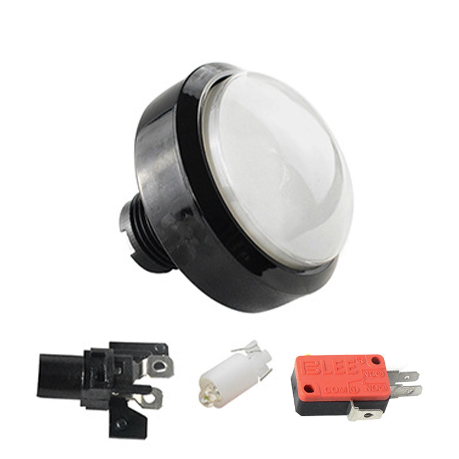 60mm White Arcade Round Push Button Illumilated 12V LED Light w/ Microswitch