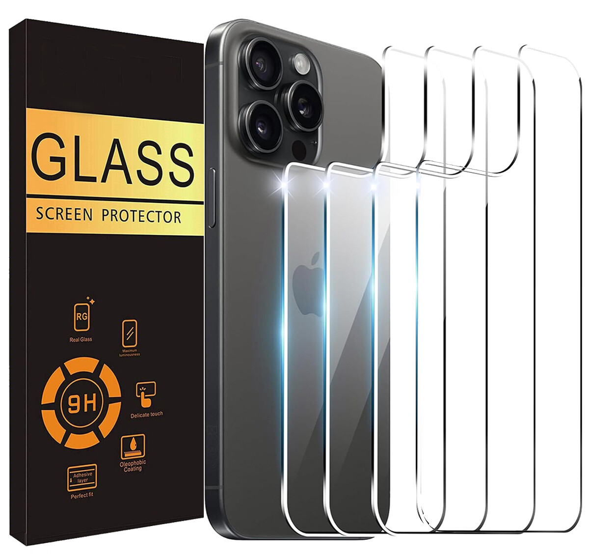 4 Pack Back Real Screen Protector Back Glass For iPhone 17 16 15 14 13 11Pro Max