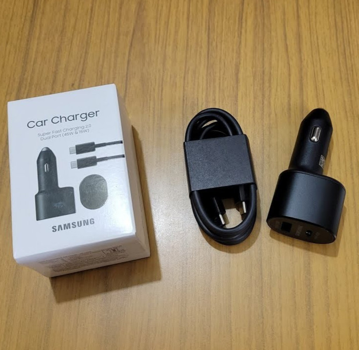 Samsung 45W Dual Port Fast Charging Car Charger & 100W USB-C Cable - Retail Box