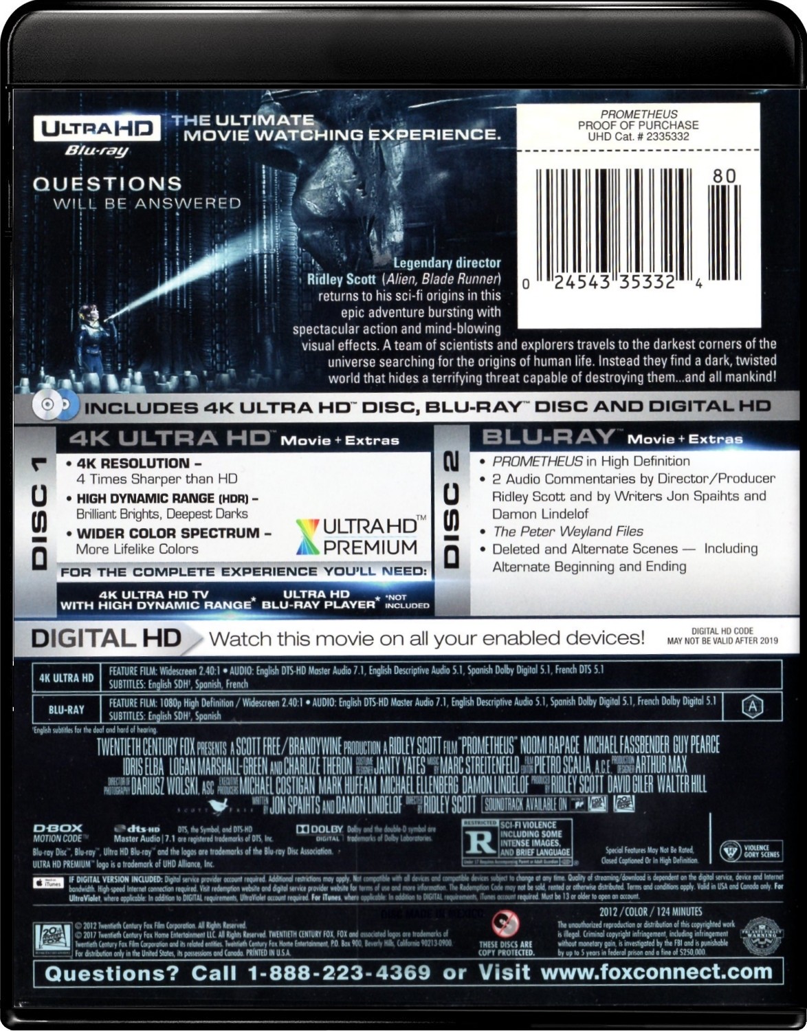 Prometheus (4K / Blu-ray + Digital) New