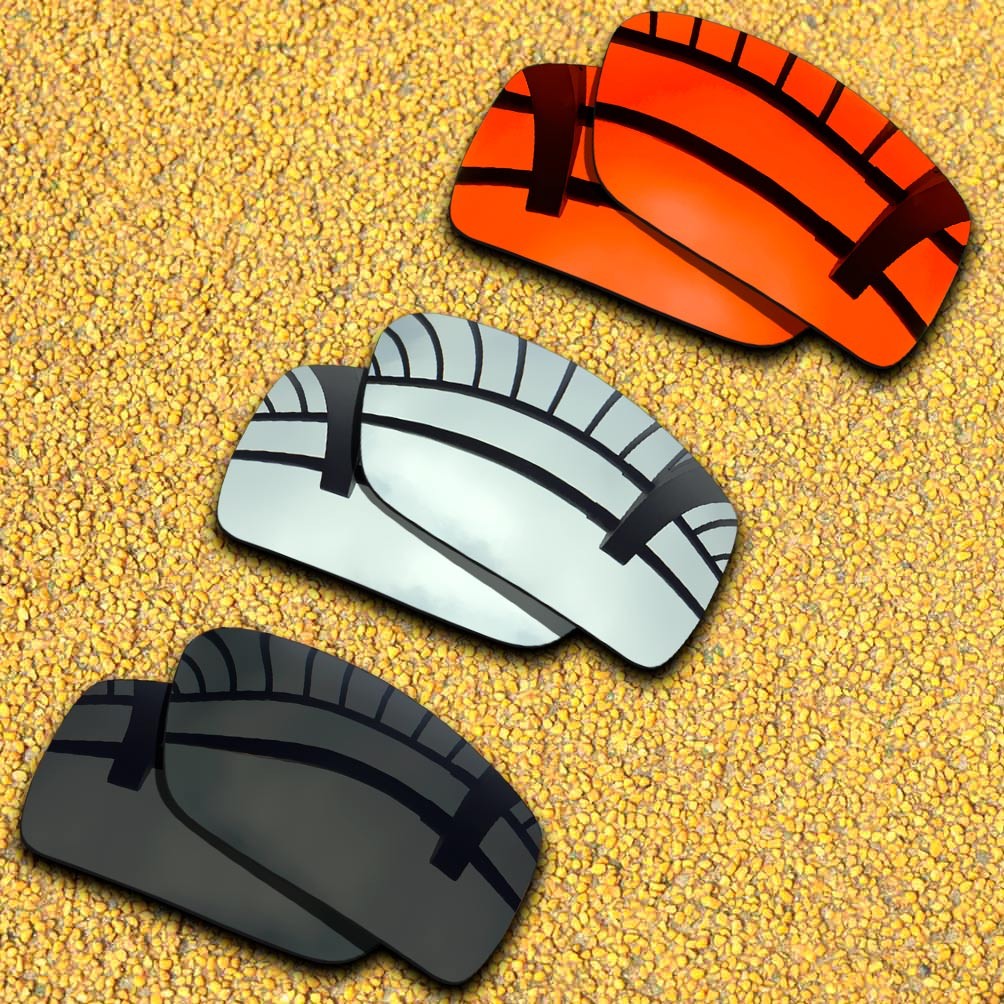 3 Pairs Lenses Replacement for-Oakley Gascan OO9014 Polarized-Black&Silver&Red