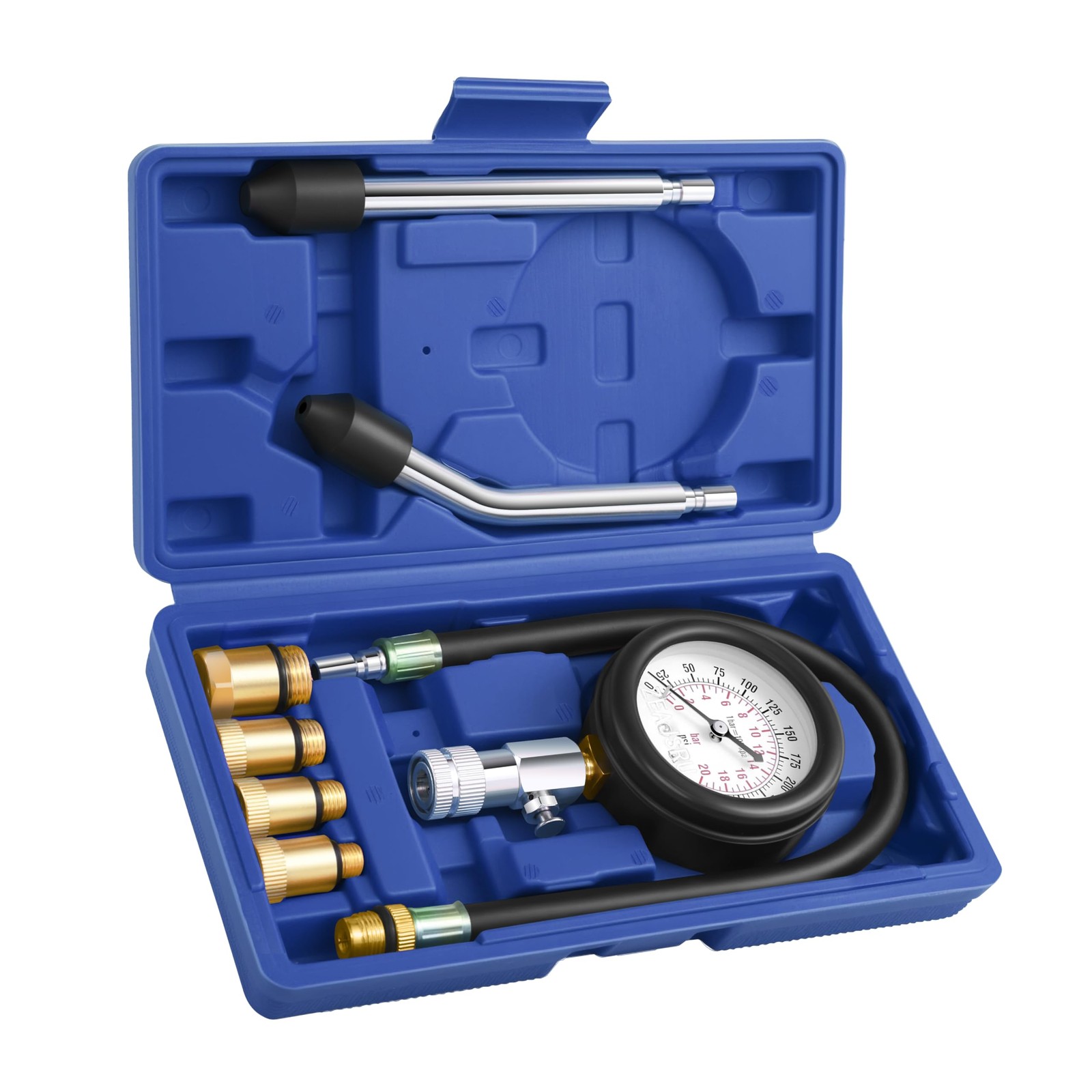 Compression Tester Kit Gasoline Engine Cylinder Pressure Gauge 0300 PSI 8PC