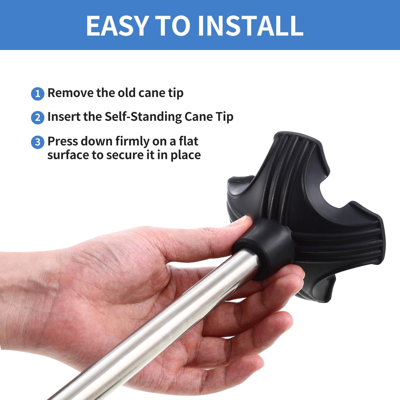 A.I.FORCE Cane Tip - Self Standing Foot Replacement, 5/8 inch, Black