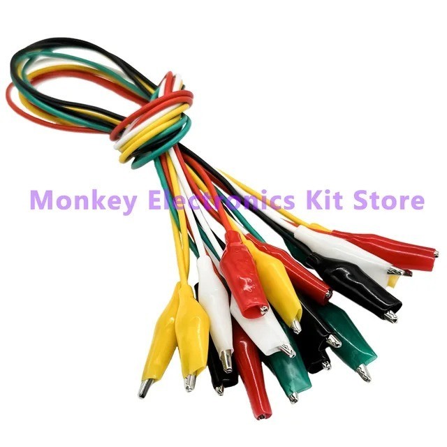 10PCS 46cm Double Ended Alligator Crocodile Clip Test Leads Jumper Wire Cable