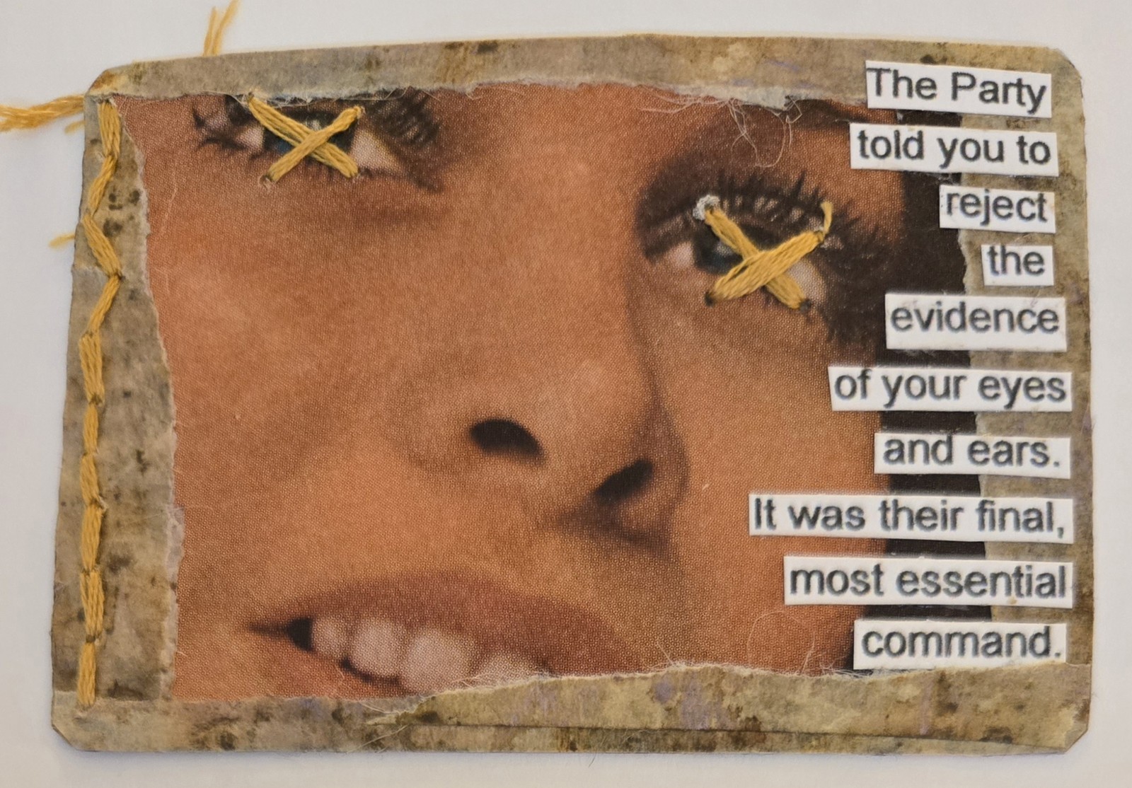 Collage Art Card ACEO ATC Party Told You To Reject Evidence ICE OUT 3.5"X2.5"