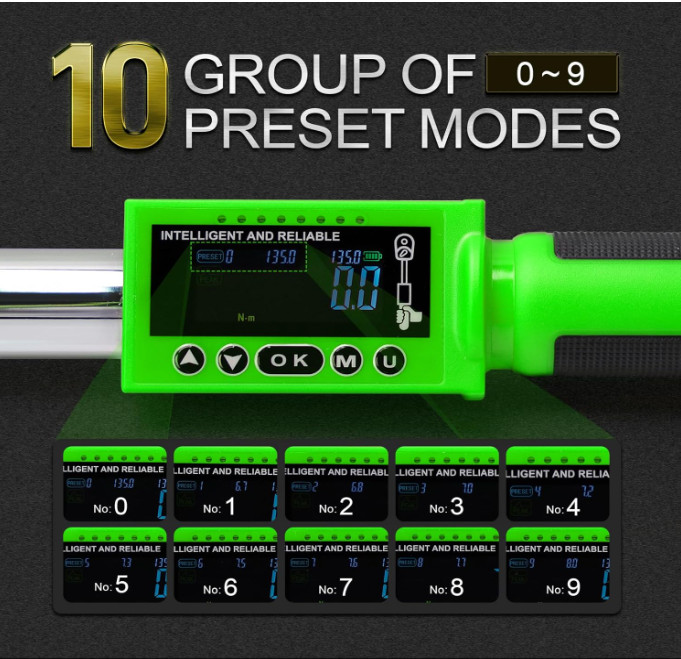 Herramienta torque digital 1/2" con aviso LED para reparación automotriz