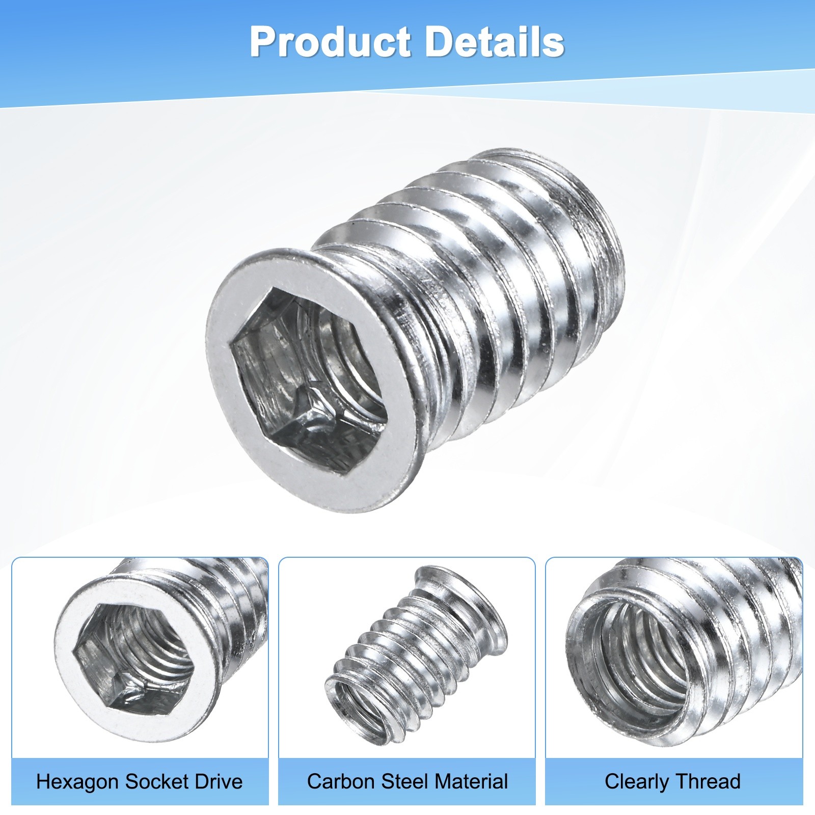 20-Pack Threaded Inserts, 3/8-16x20mm Nuts with A Wrench and Drill Bit [Silver]