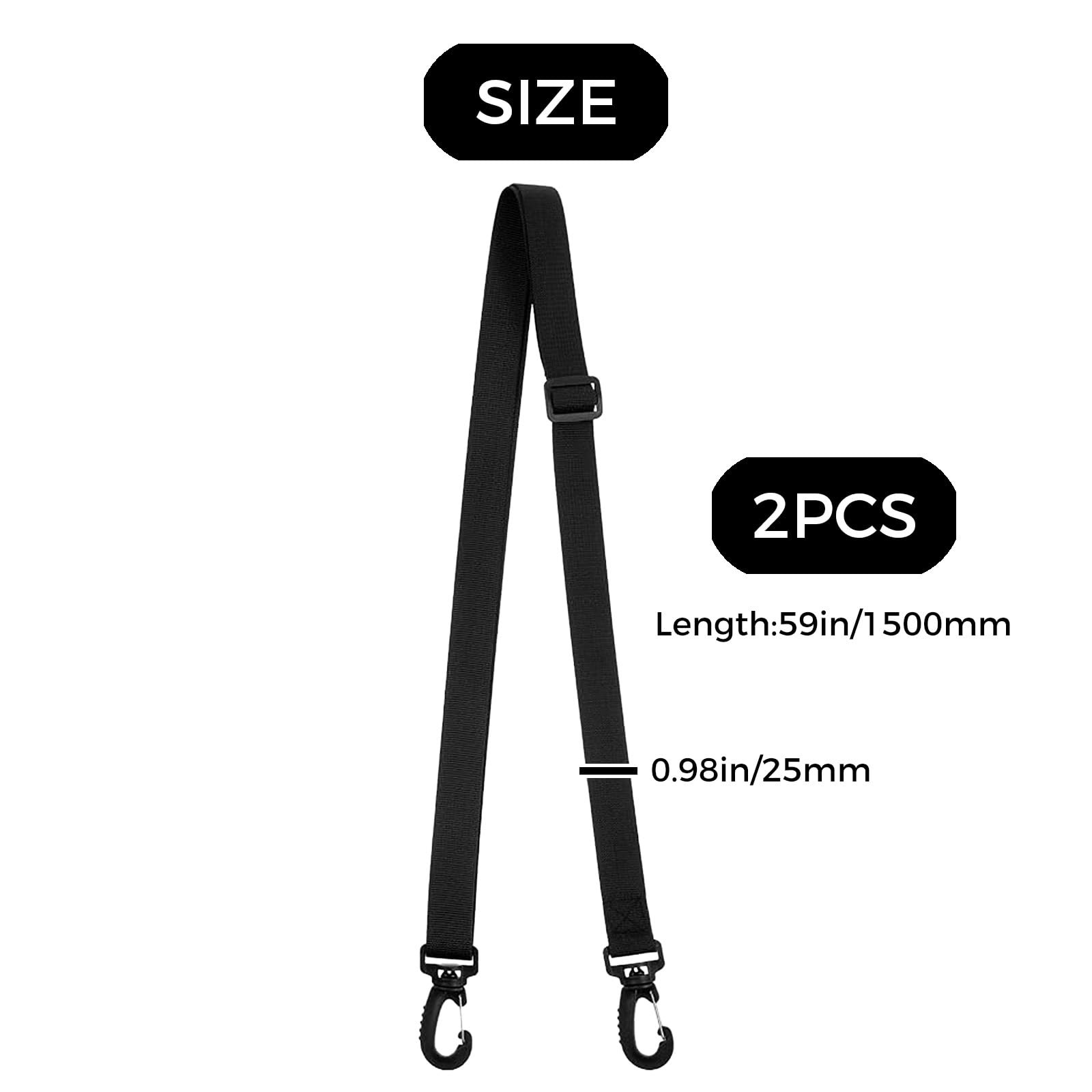 2pcs Fashionable Black Nylon Shoulder Bag Strap, Adjustable and Replaceable D