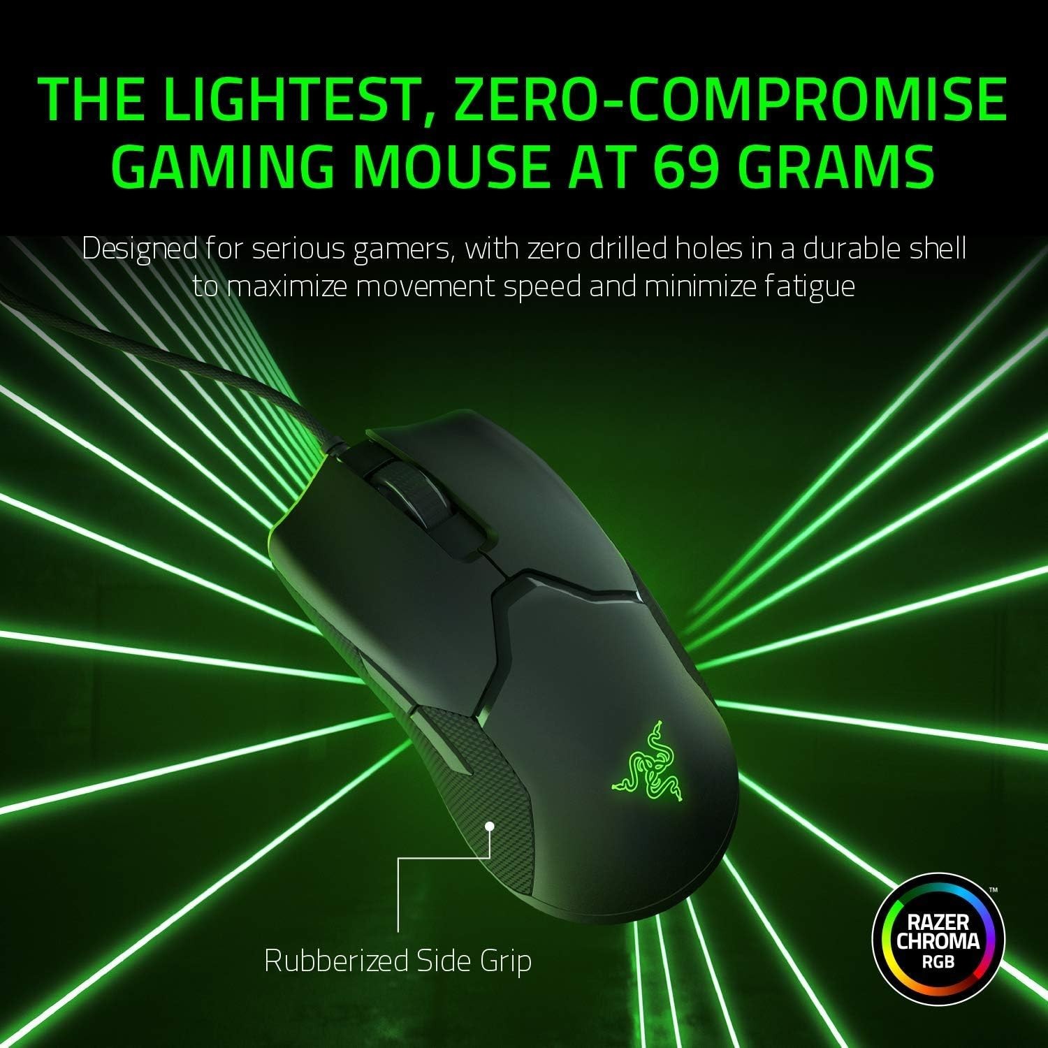 Razer Viper Wired Optical Gaming Mouse - Black with Chroma RGB Lighting