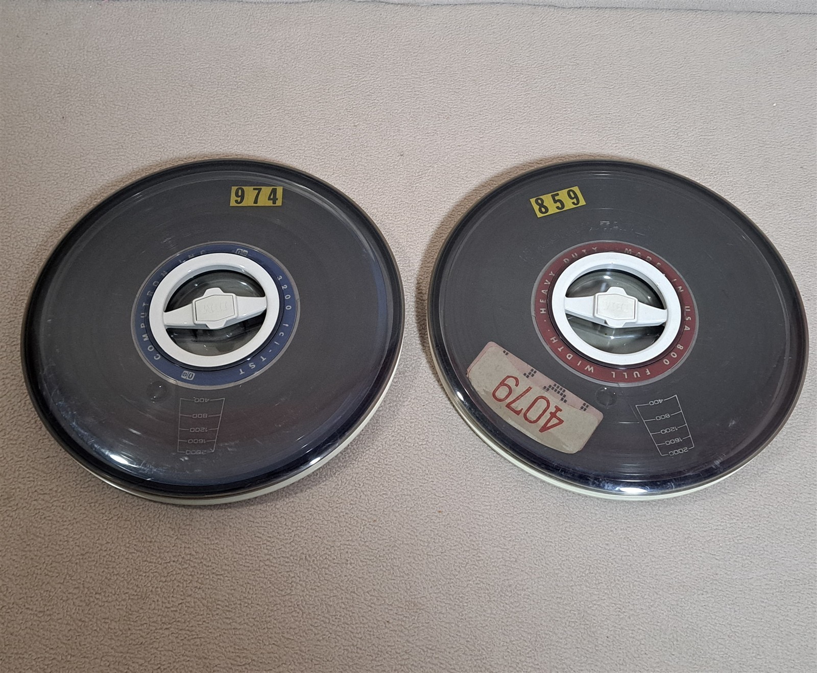 2 Computape 9-Track 10.5" Computer Data Magnetic Tape Reels [w/ Cases] b