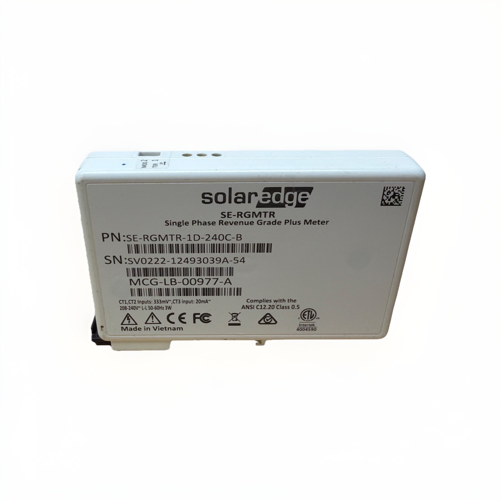 Solaredge SE-RGMTR-1D-240C-B 1PH Wye 240V Meter Commercial ANSI C12.20 CLASS 05