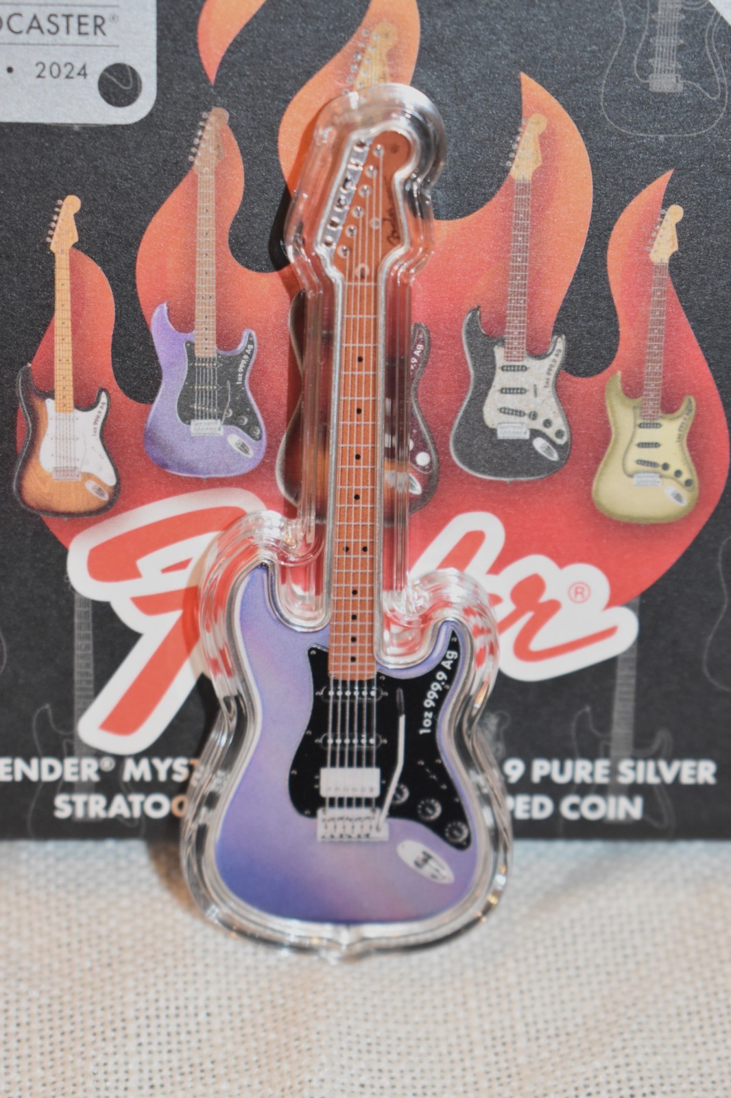 2024 1 oz Silver Coin - Fender Am Ultra Stratocaster Guitar 70th Anniversary