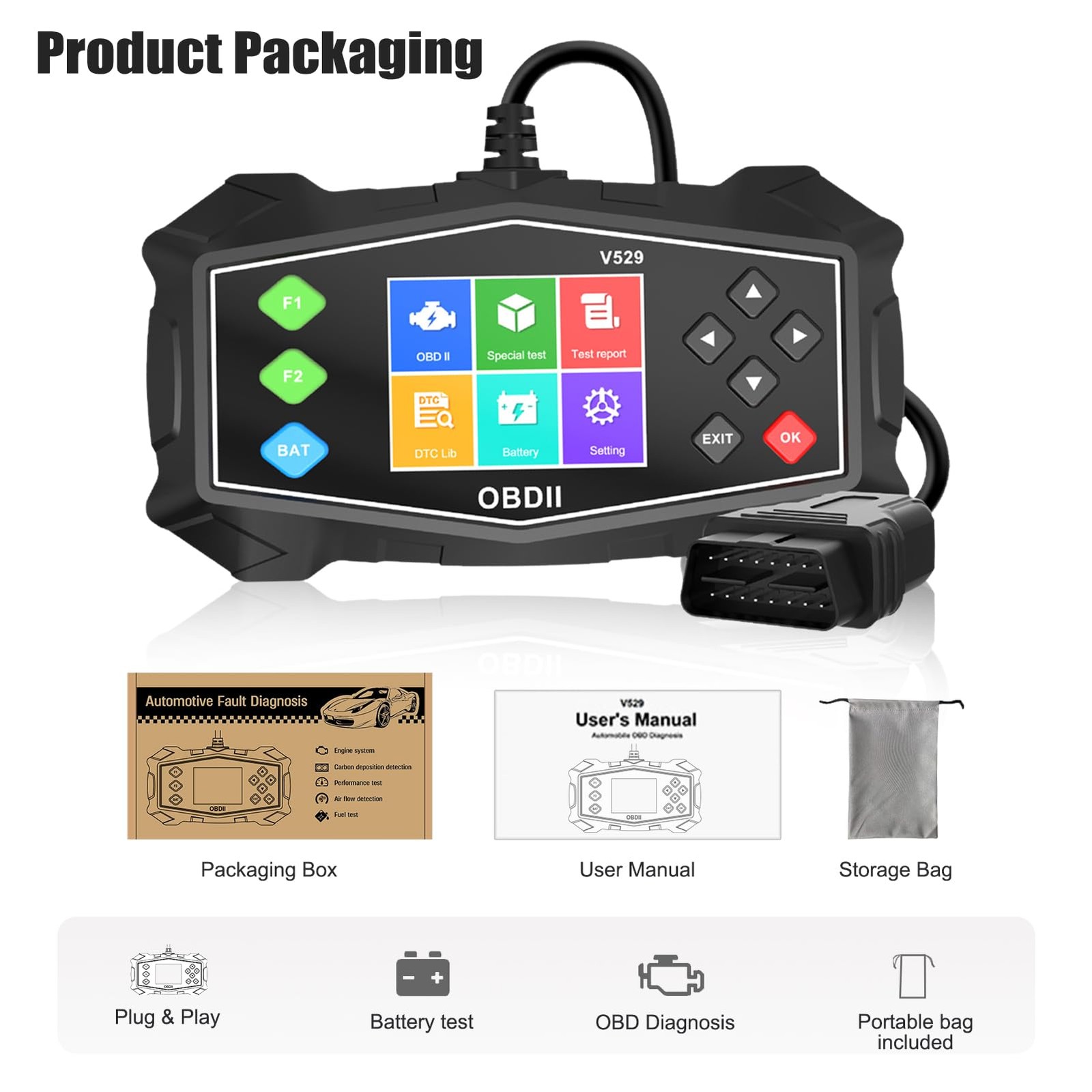 VECOONEEN OBD2 Scanner Diagnostic Code Reader,Automotive 1Pack, OBDIIBlack
