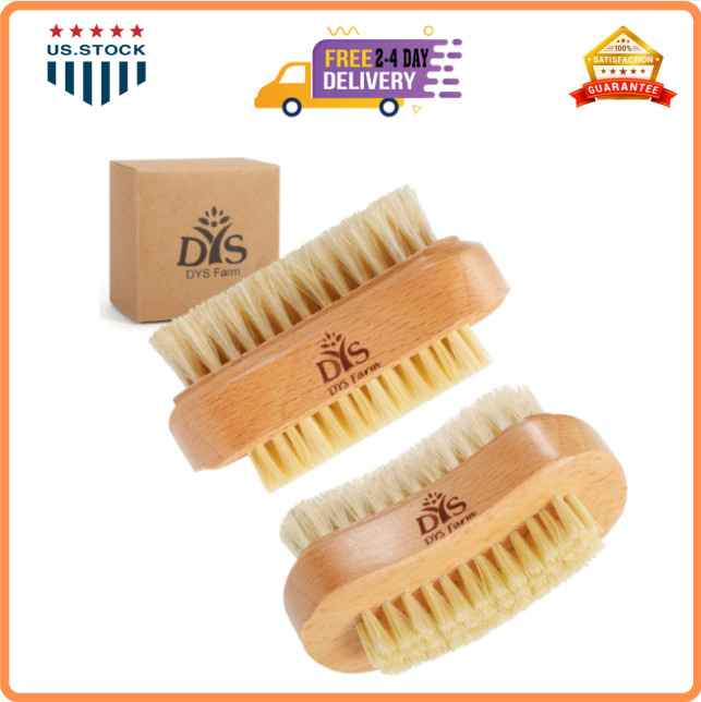 Wooden Fingernail Nail Brushes for Cleaning, Natural Boar Sisal Bristle Two...