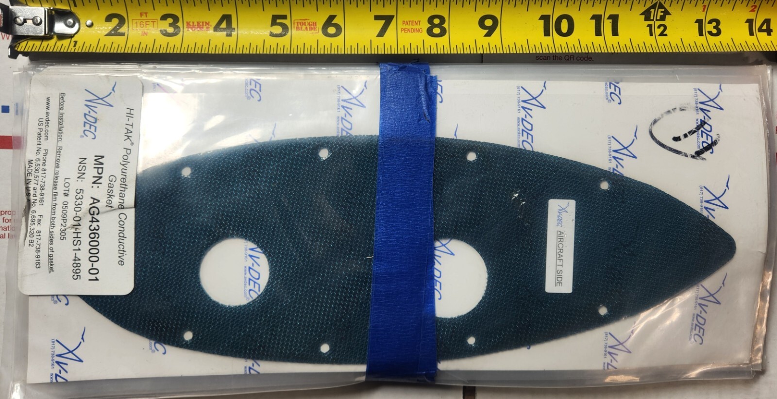 AV-DEC ag436000-01/ 5330-01-HS1-4895 HI-TAK Polyurethane Conductive Gasket Aircr