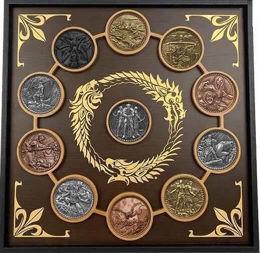 The Elder Scrolls Online Commemorative Coin Set Framed Display Case ESO NEW