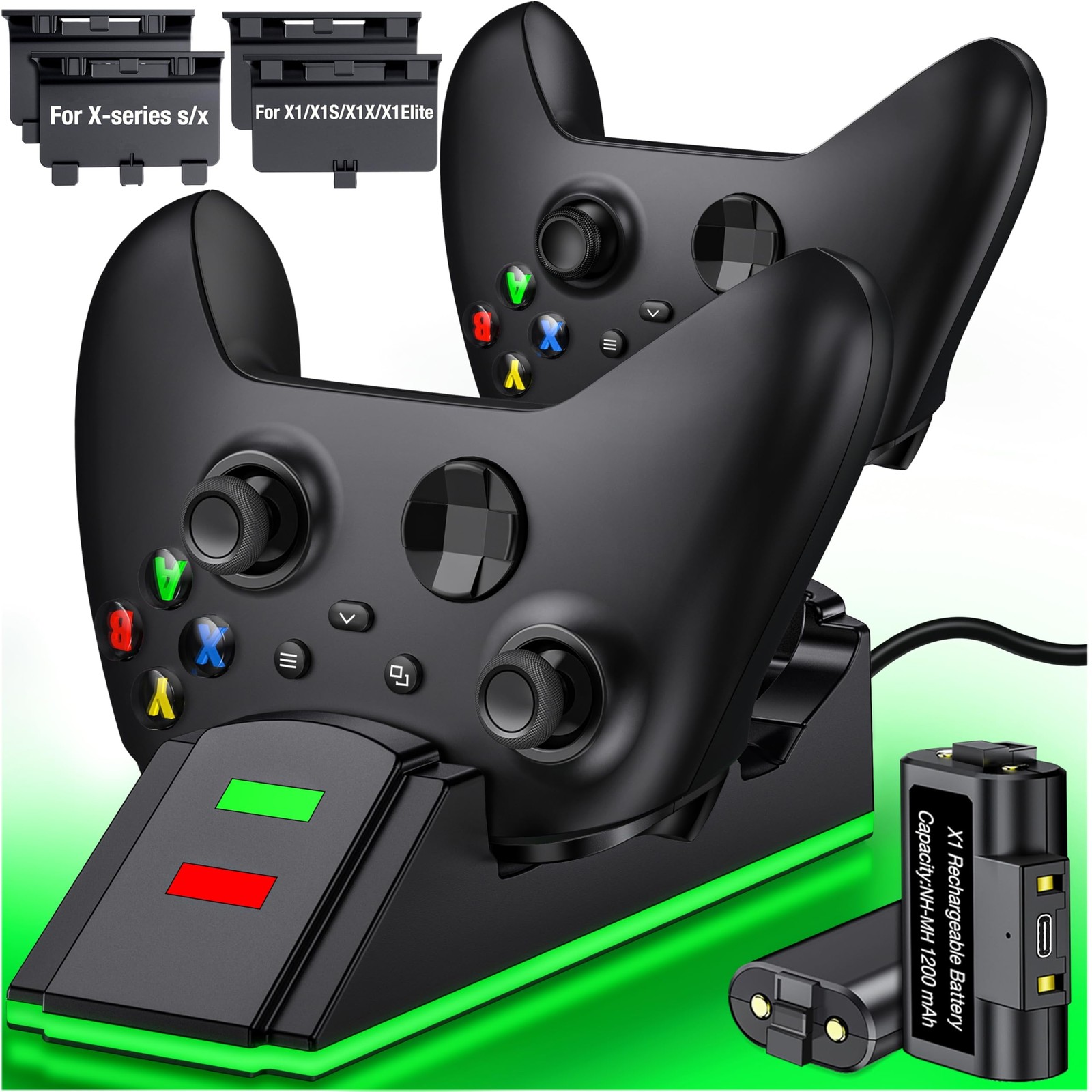 Individual Xbox Rechargeable Battery-2x3600mWh Batteries with Xbox Controller...
