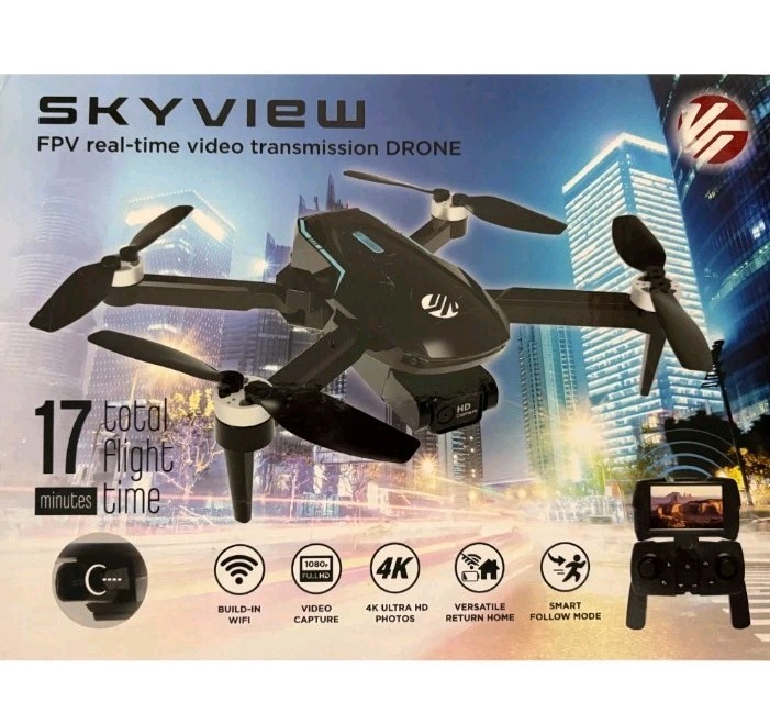 Vivitar Skyview 1080p Video & 4k Photo Drone- Black- NEW in Box