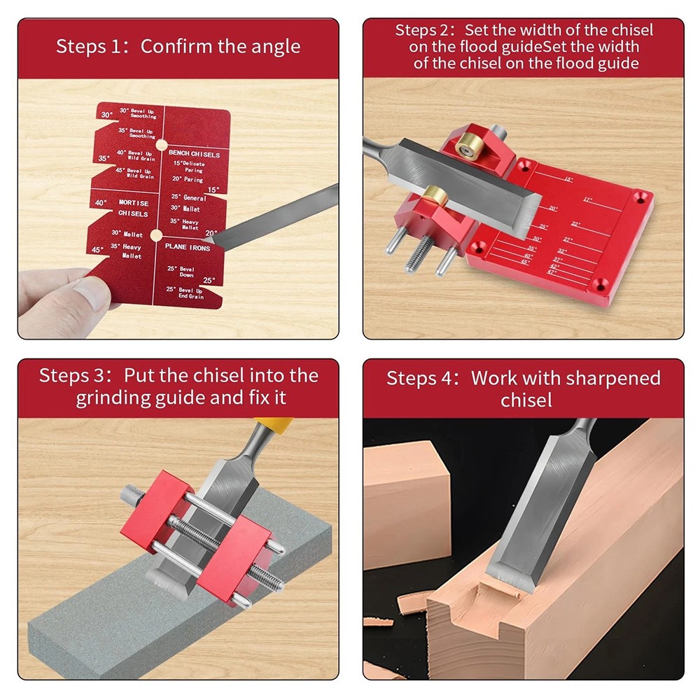 Precise Chisel Sharpening Jig Kit Honing Guide System Fits Woodworking Chisels