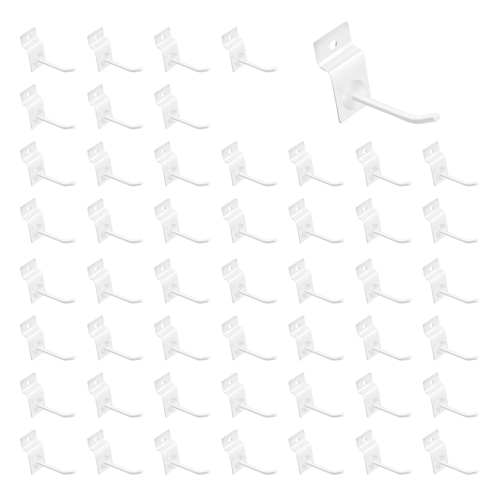 50 PCS 2 Inches White Slatwall Panel Hooks Bulk Set Metal Display Hanger