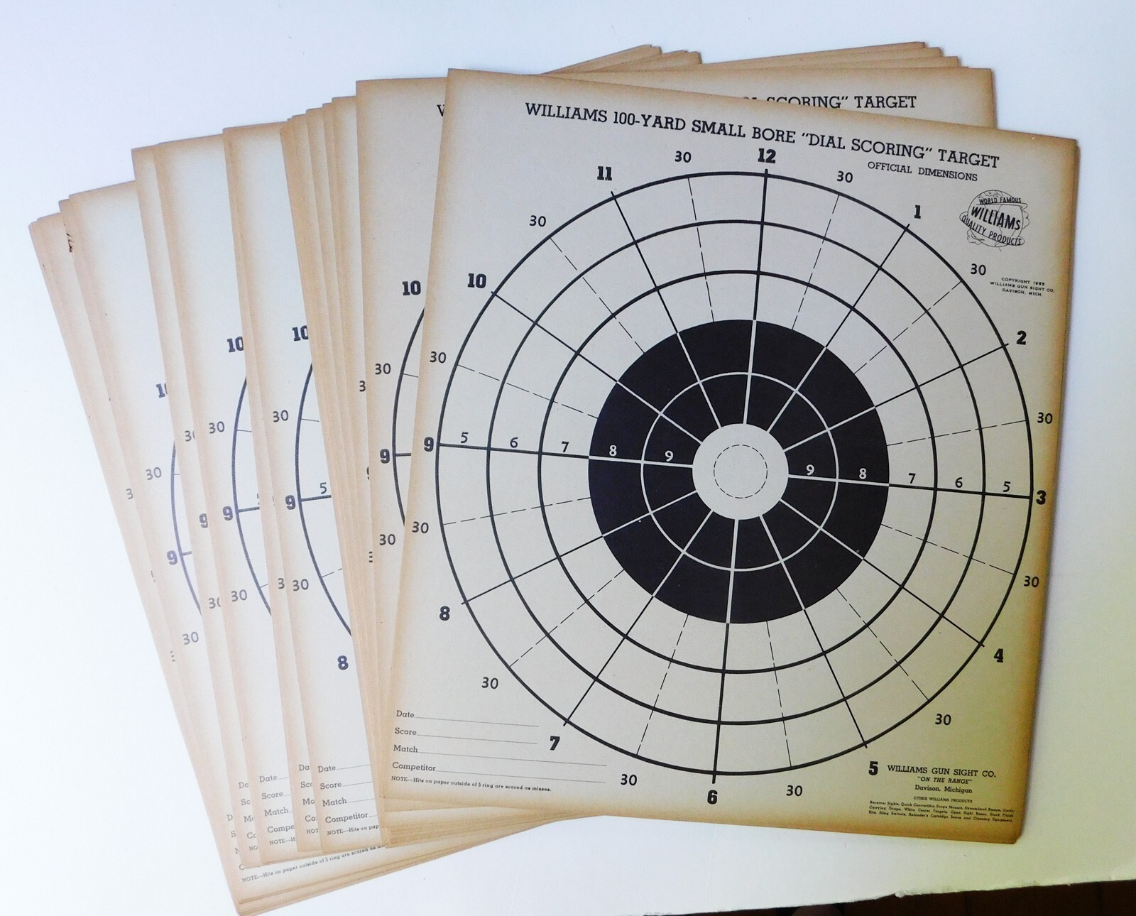 31 Vintage 14 1/2 x 13 Shooting Target Small Bore 100 Yd Williams Gun Sight