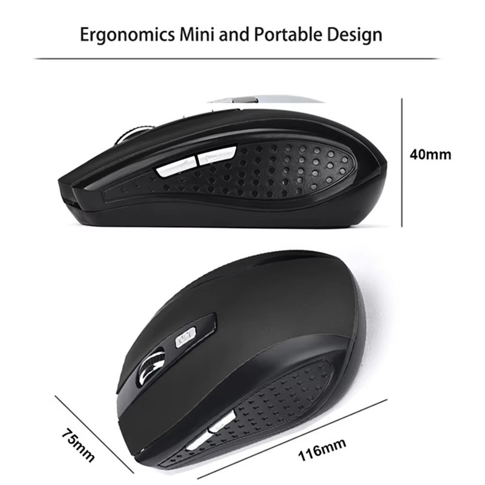 Wireless Mouse with USB Receiver + 2 Ergonomic Mouse Pads 3-in-1 For PC & Laptop