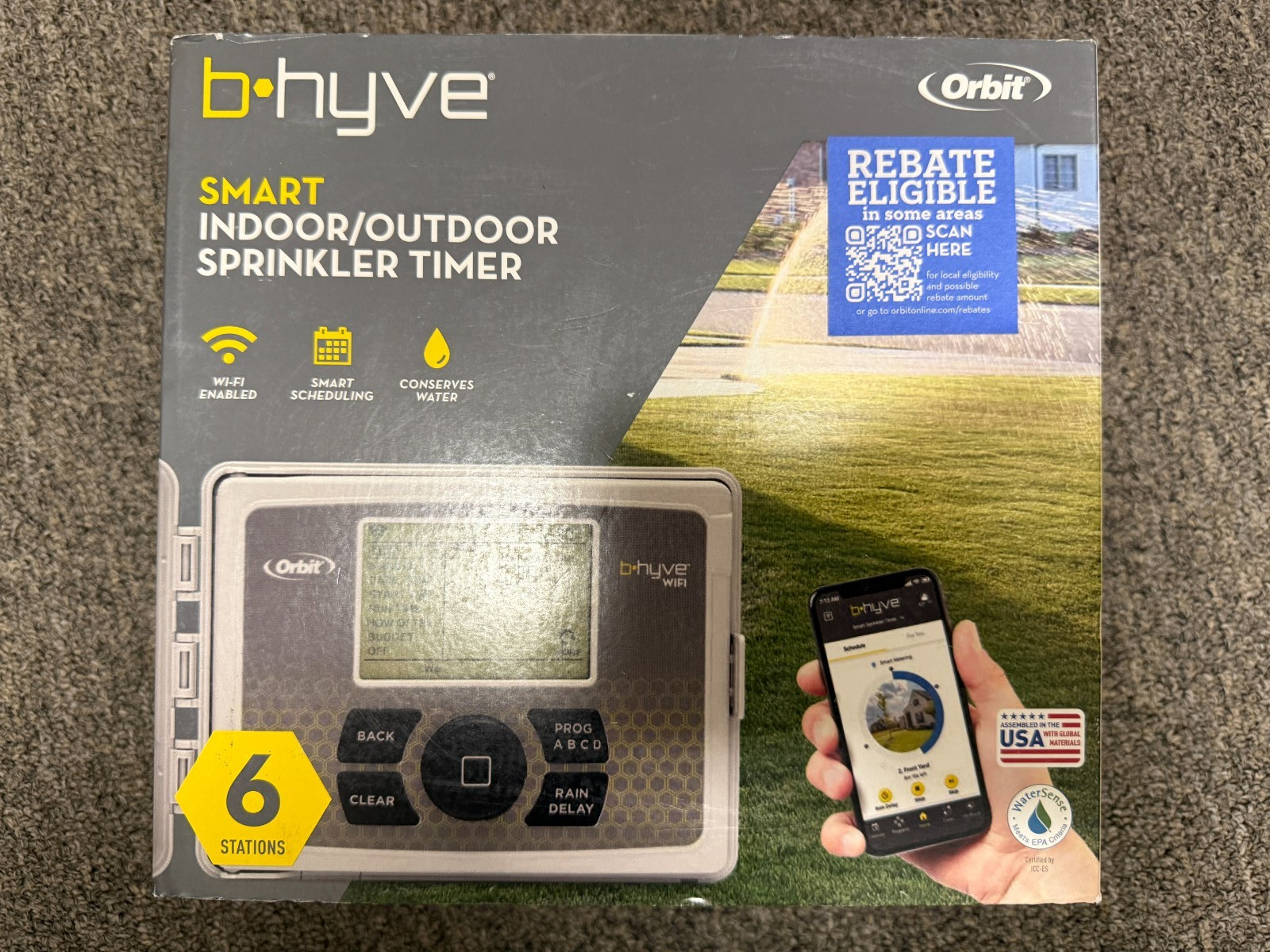 Orbit B-hyve Indoor/outdoor 6 Station WiFi Sprinkler Controller 57946 Free Ship