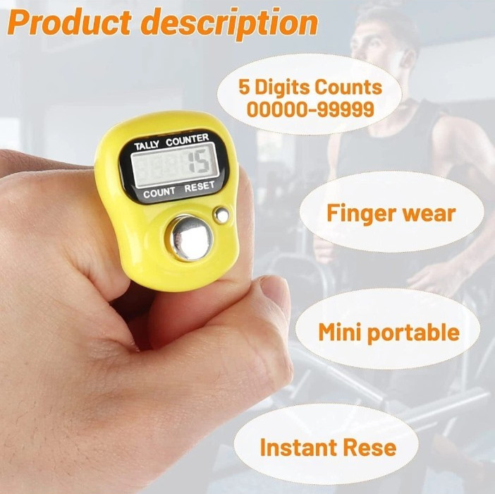 Two Finger Ring Digital Tally Counter Timer Religious Knitting Row Tasbeeh