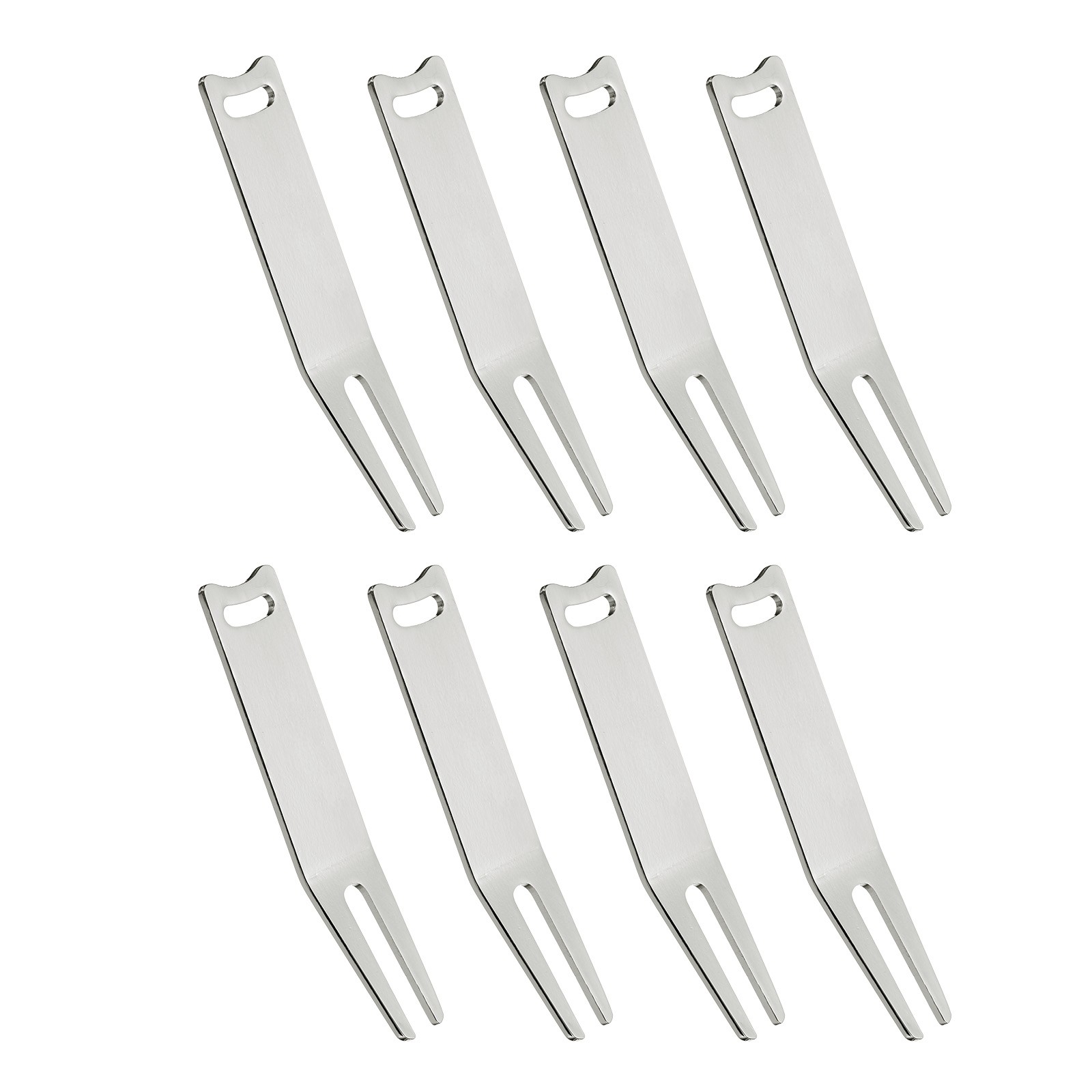 8Pack Metal Bending Golf Divot Repair Tool Metal Golf Fork Curved Spit Silver