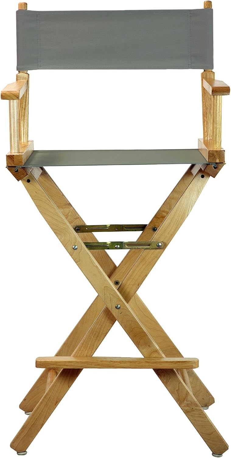 30" Director's Chair Natural Frame-with Grey Canvas Bar Height
