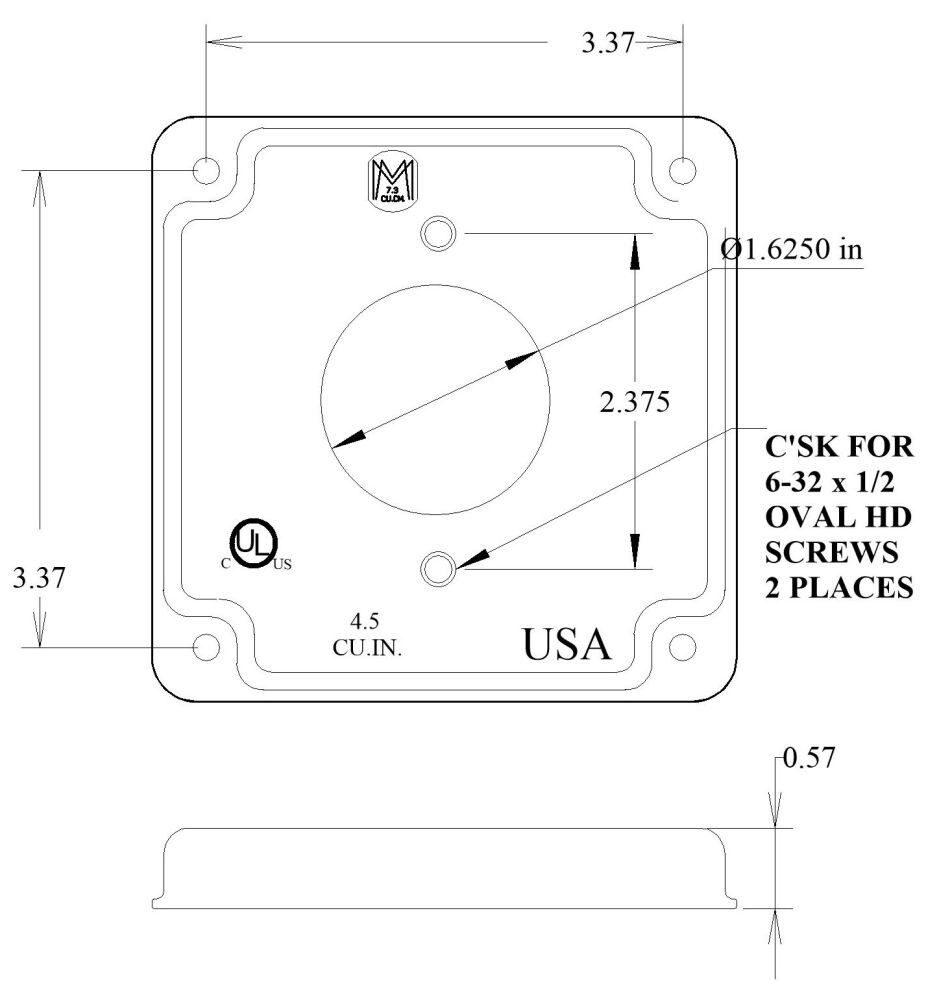 Mulberry 11421, 4", 1/2" Raised, Steel, 20 A, Electrical Square Box Cover, 7 pc