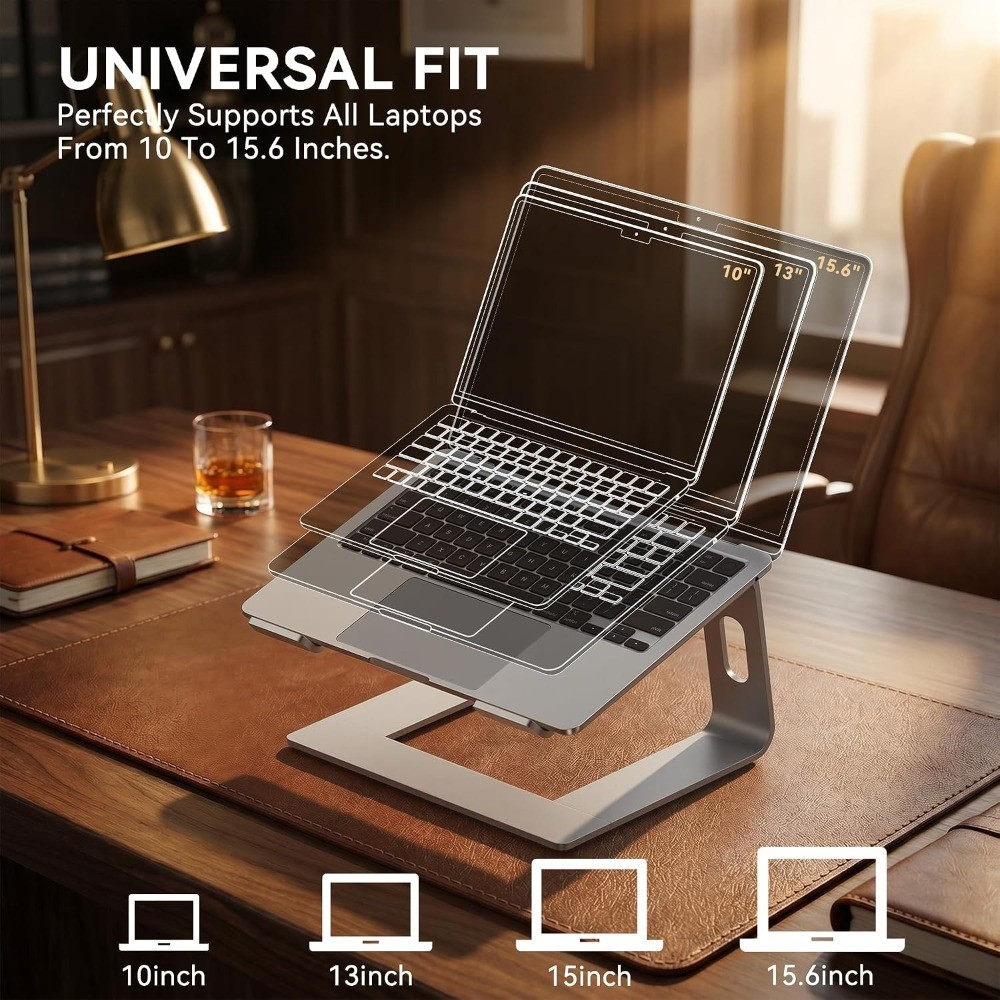 Laptop Stand, Aluminum Computer Riser, Ergonomic Laptops Elevator for Desk,