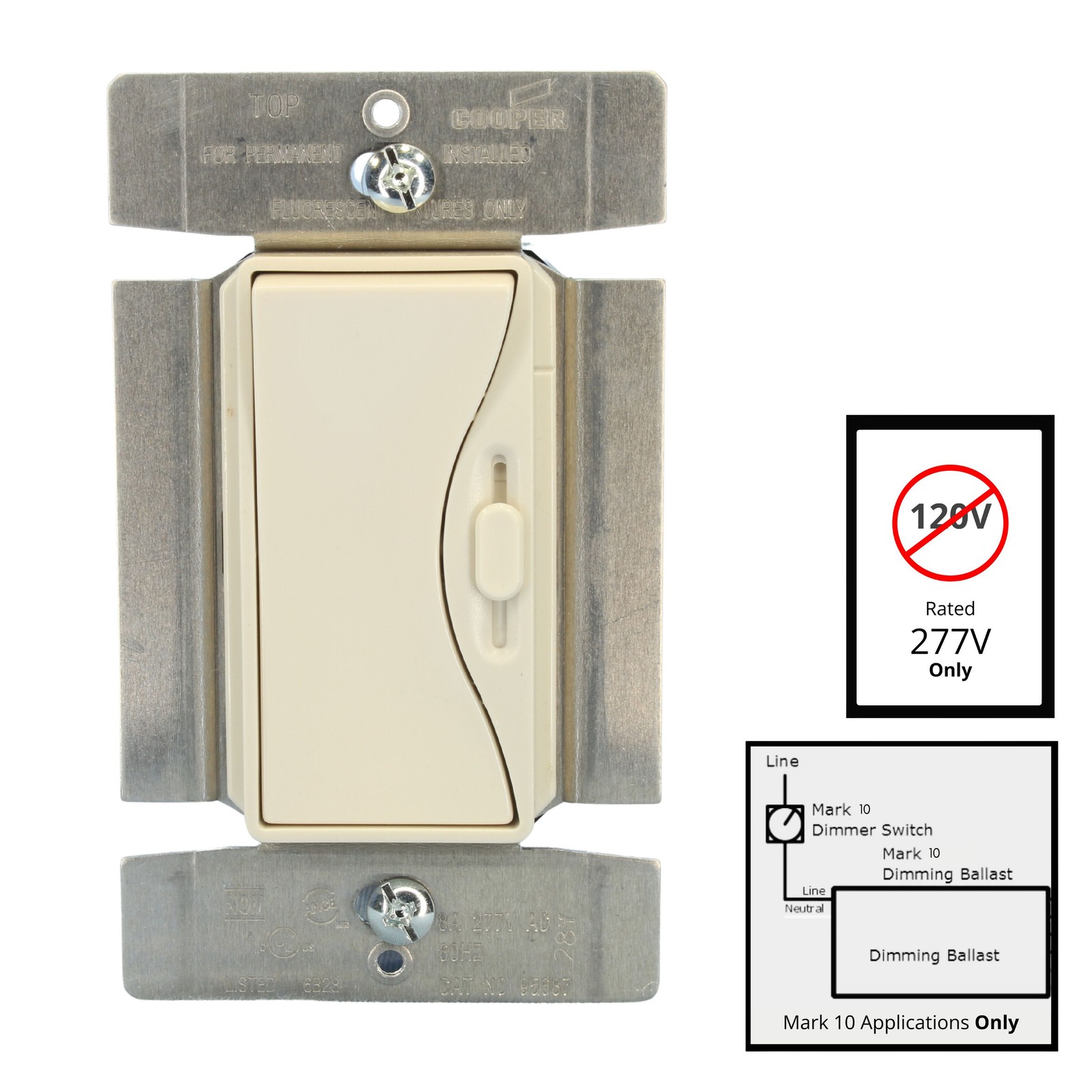 Aspire 95687DS Mark 10 Desert Sand 1-Pole/3way Preset Slide Dimmer 8A 277V Fluor