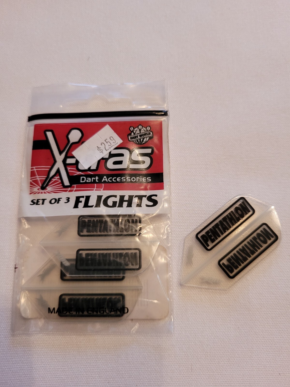 Dart World Pentathlon THICKEST X180 Clear SLIM Dart Flights 1 set of 3 NEW STOCK