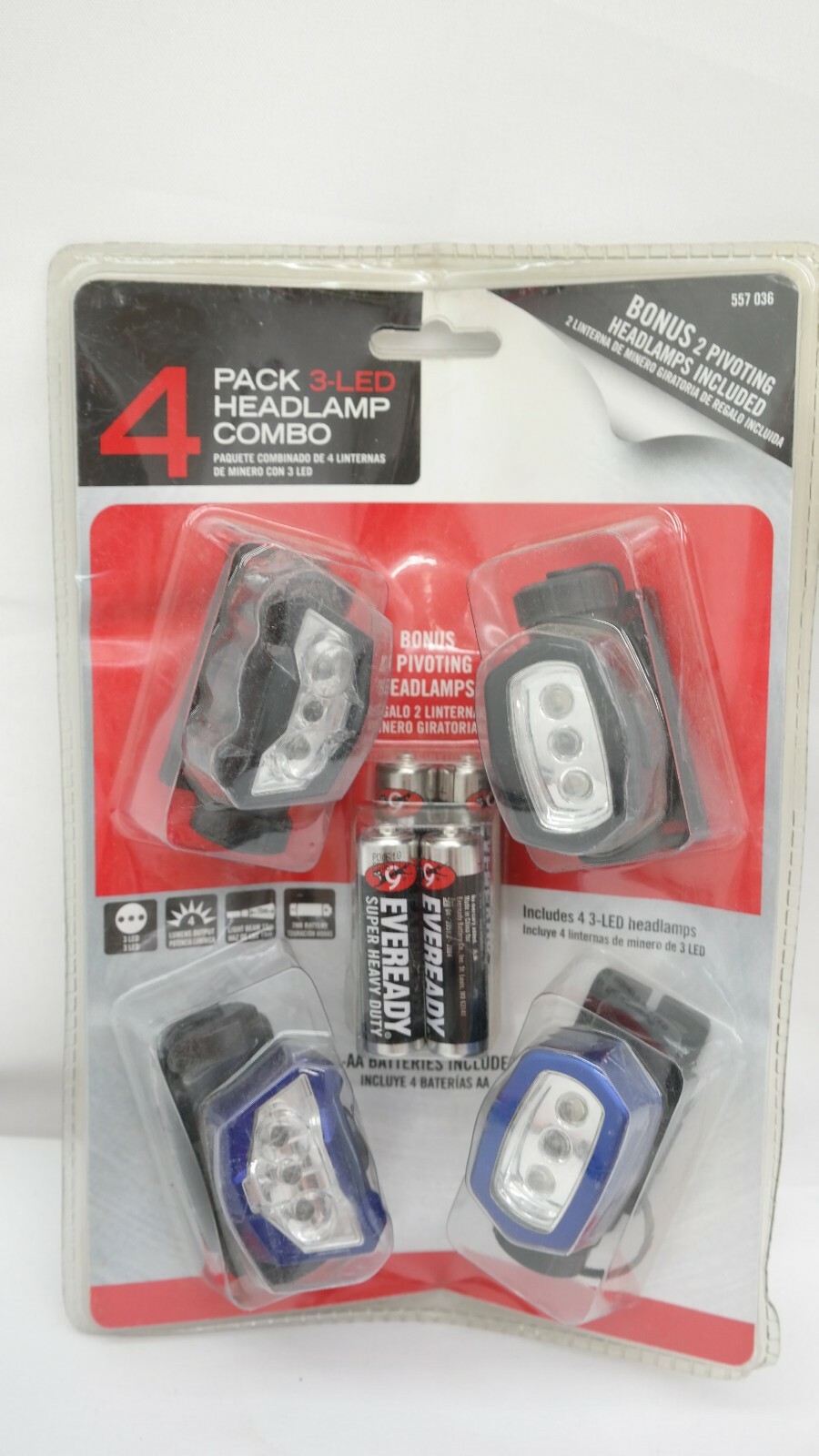 4 Pack 3 LED Headlamp Head Light Flashlights  NaS