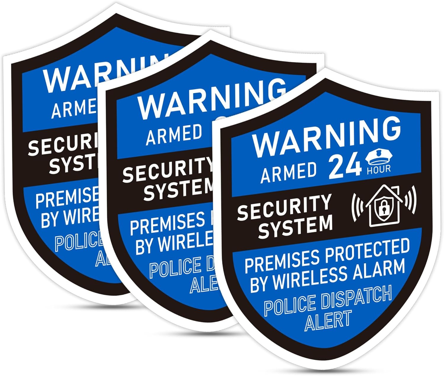 3PCS Security Alarm System Sign for Home, Self-Adhesive Weatherproof Small 24 Ho