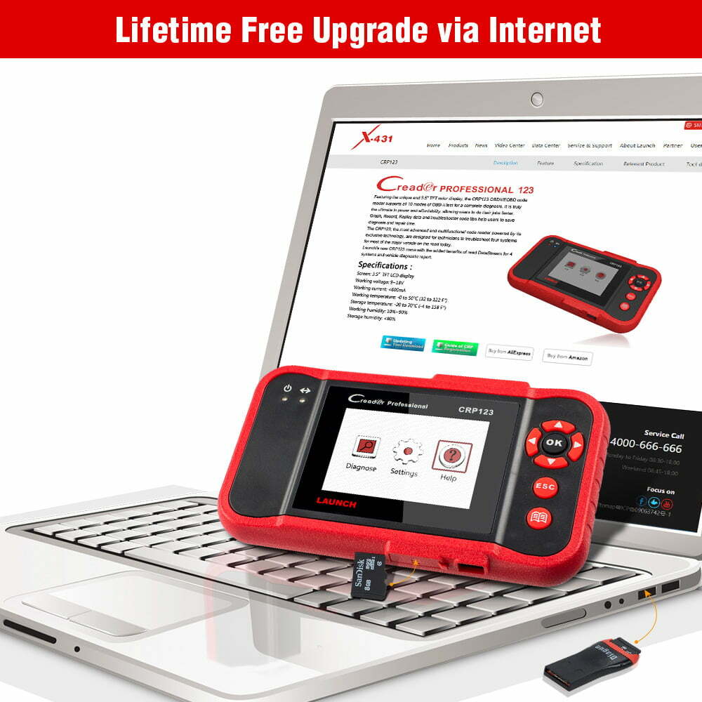 LAUNCH CRP123 OBD2 Car Diagnostic Scanner Tool Code Reader Check Engine ABS SRS