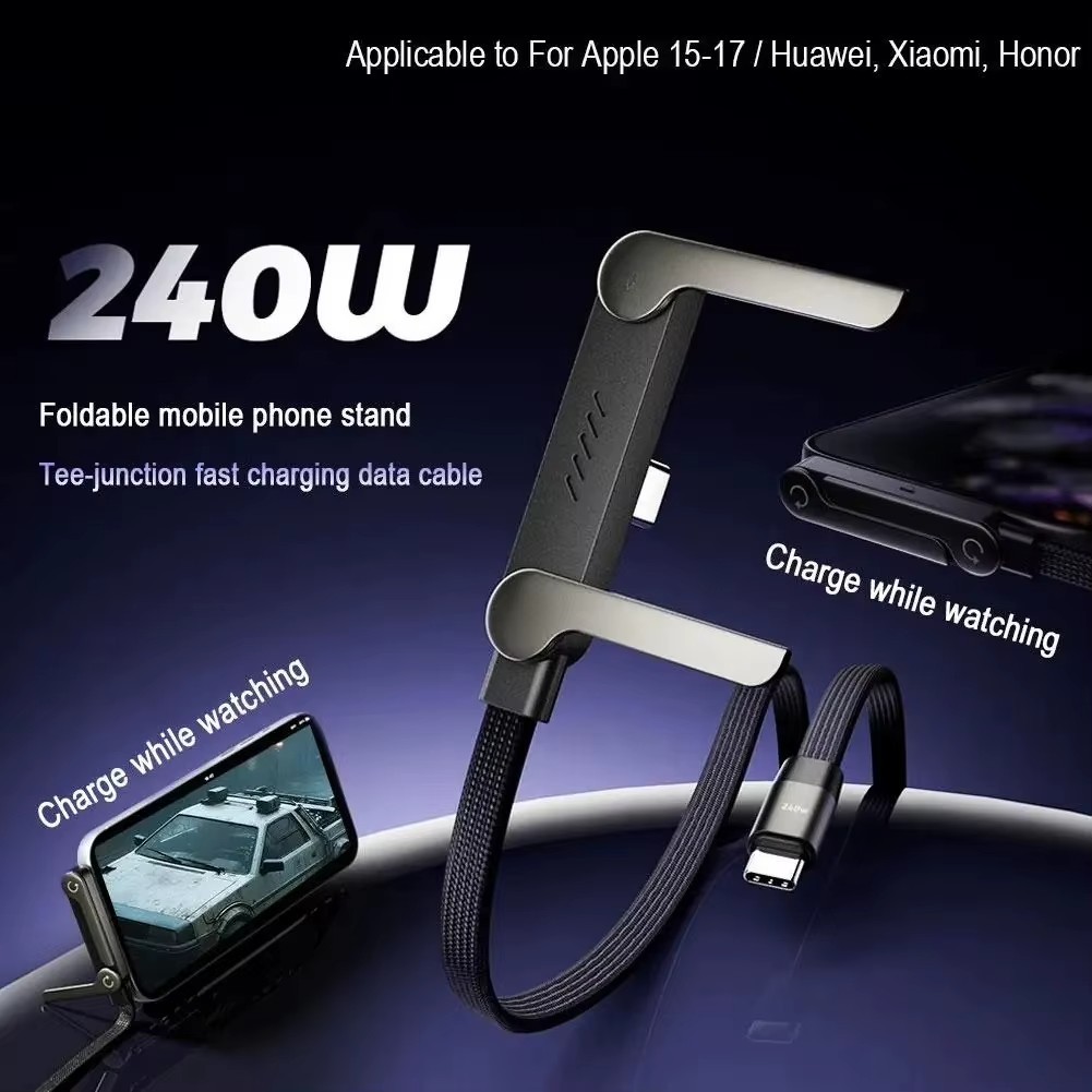 240W USB C To C Fast Charging Cable Foldable Stand Elbow Type C Data Cable