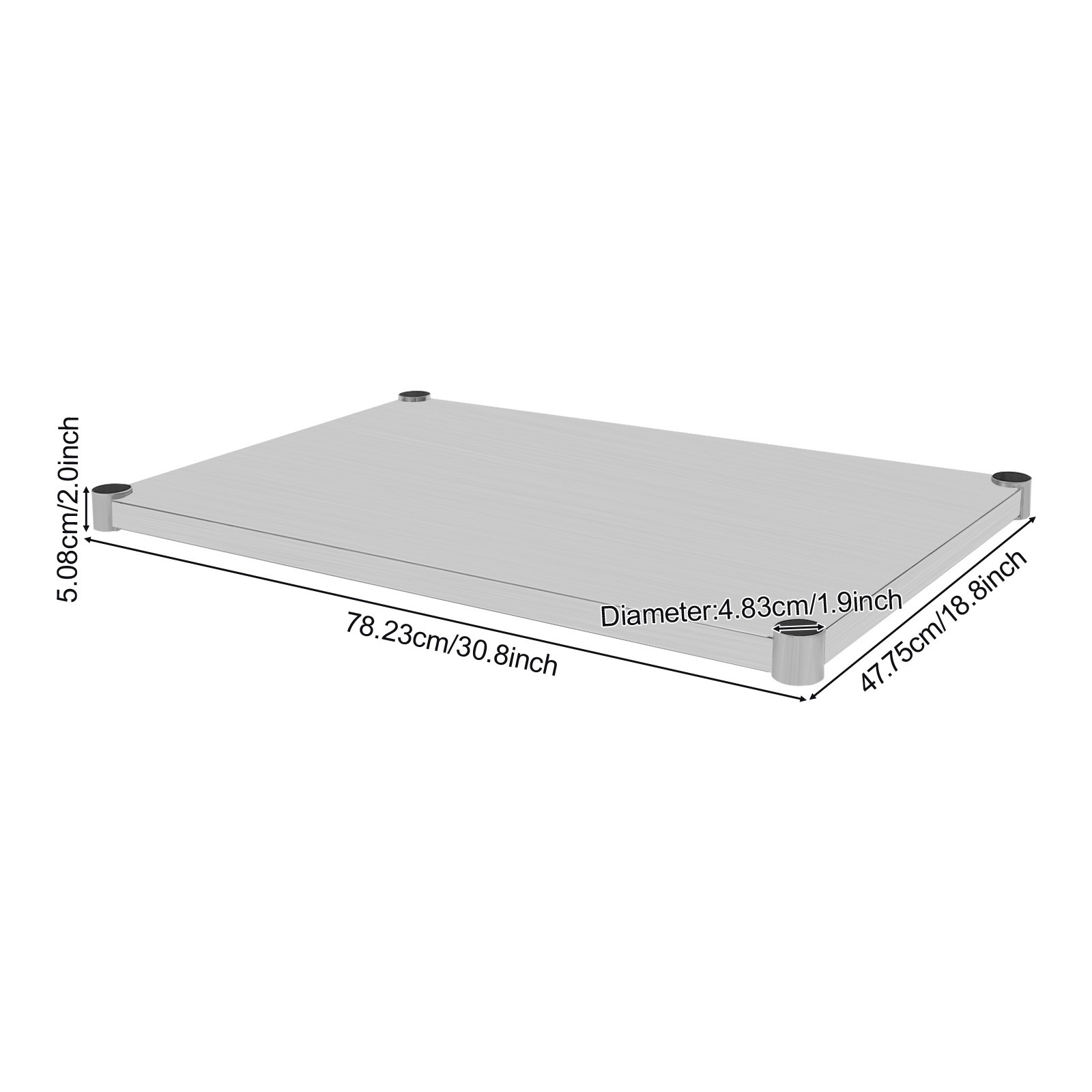 Stainless Steel Under Shelf Adjustable Under-desk tand Table Rack for Worktable