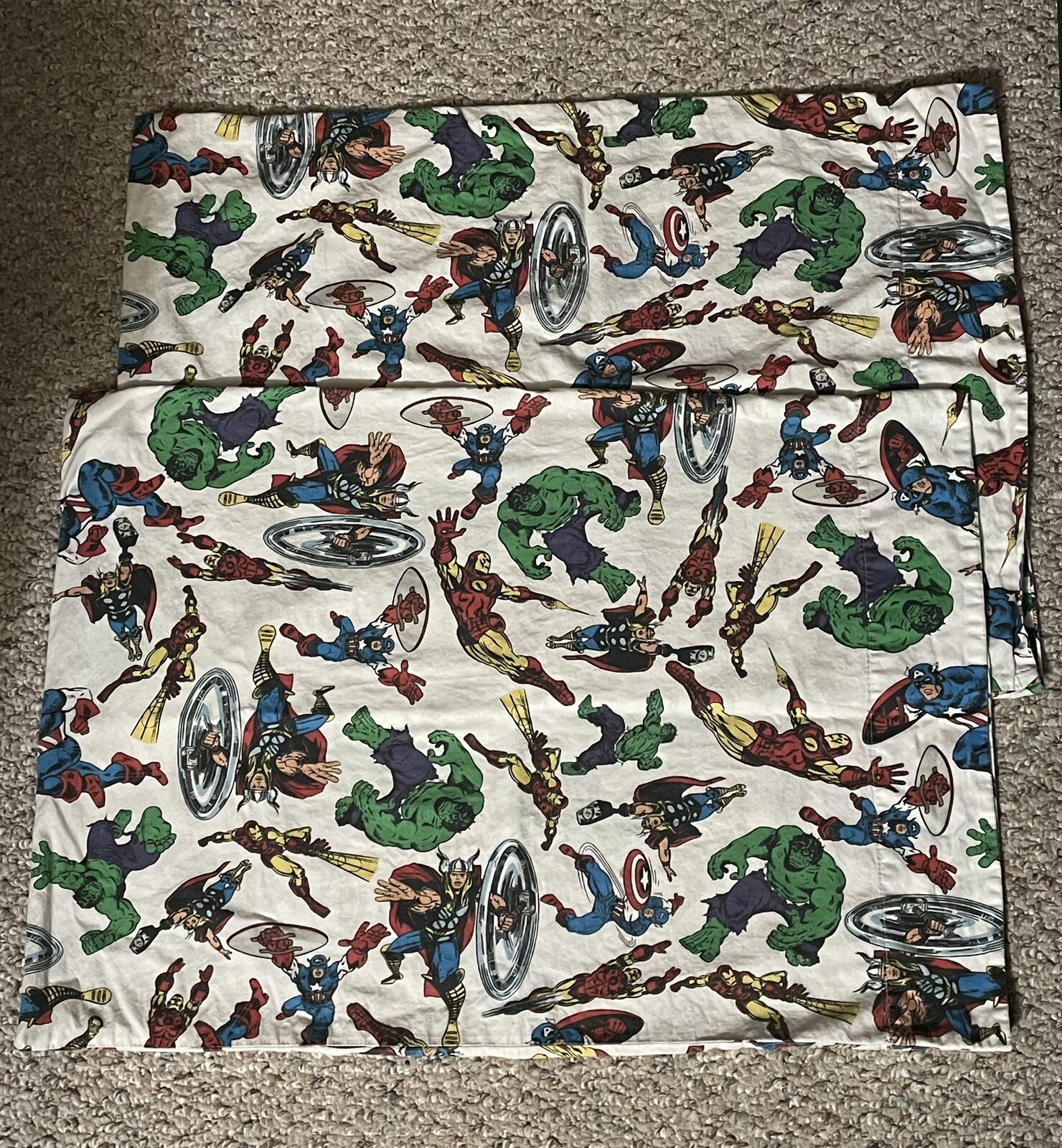 Pottery Barn Kids MARVEL Comics Superheroes Set Of Two Pillowcases Thor Hulk