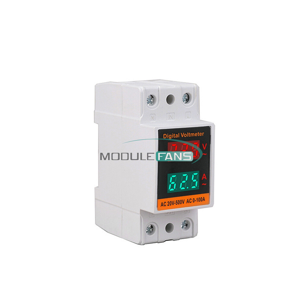 AC 50-500V 100A Din Rail Single-phase Digital Voltage LCD Voltage Current Meter