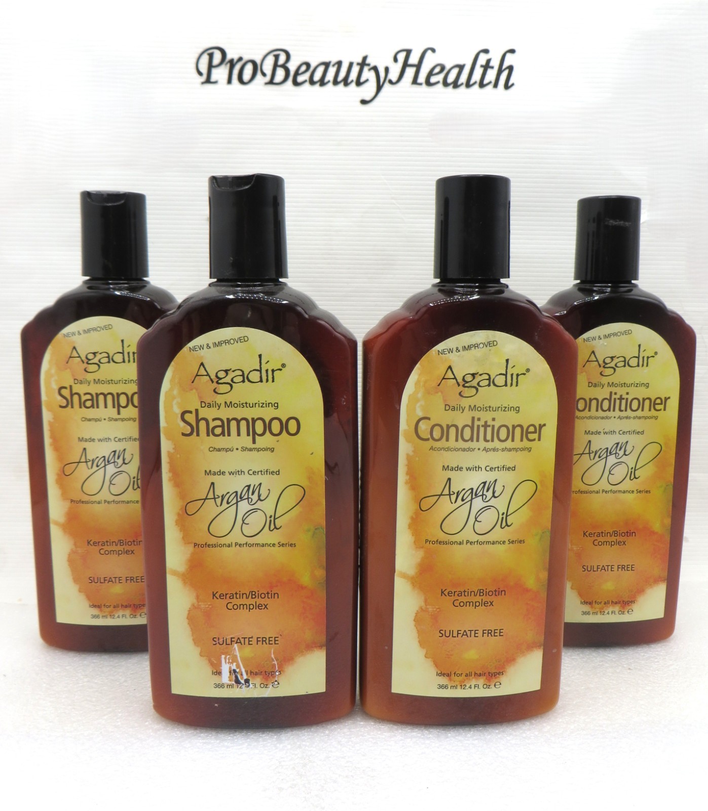 AGADIR ARGAN OIL Daily Moisturizing Shampoo & Conditioner 12.4 oz  4 Bottles!