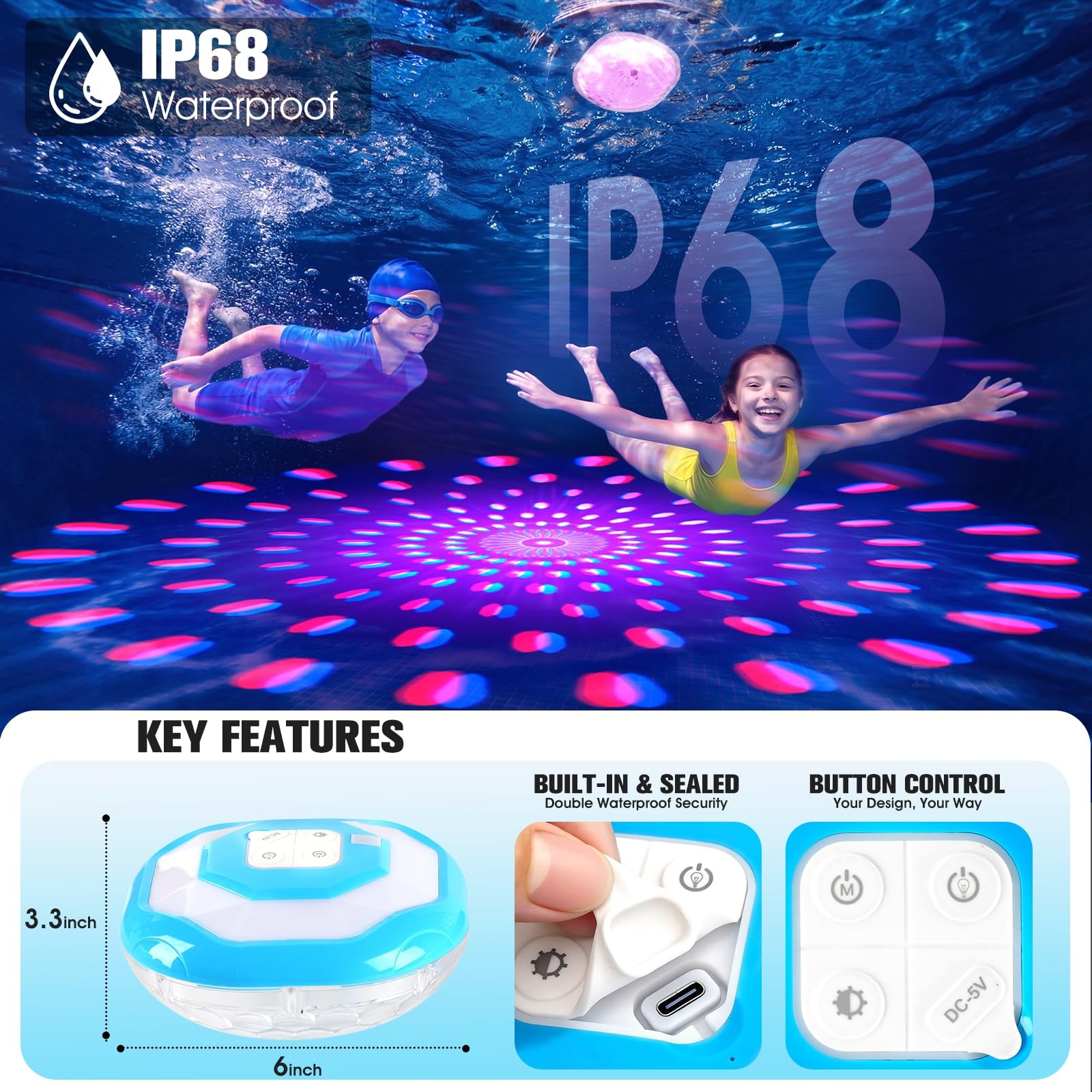 Lighthacker Floating Pool Lightsupgraded Pool Lights That Float6000Mah