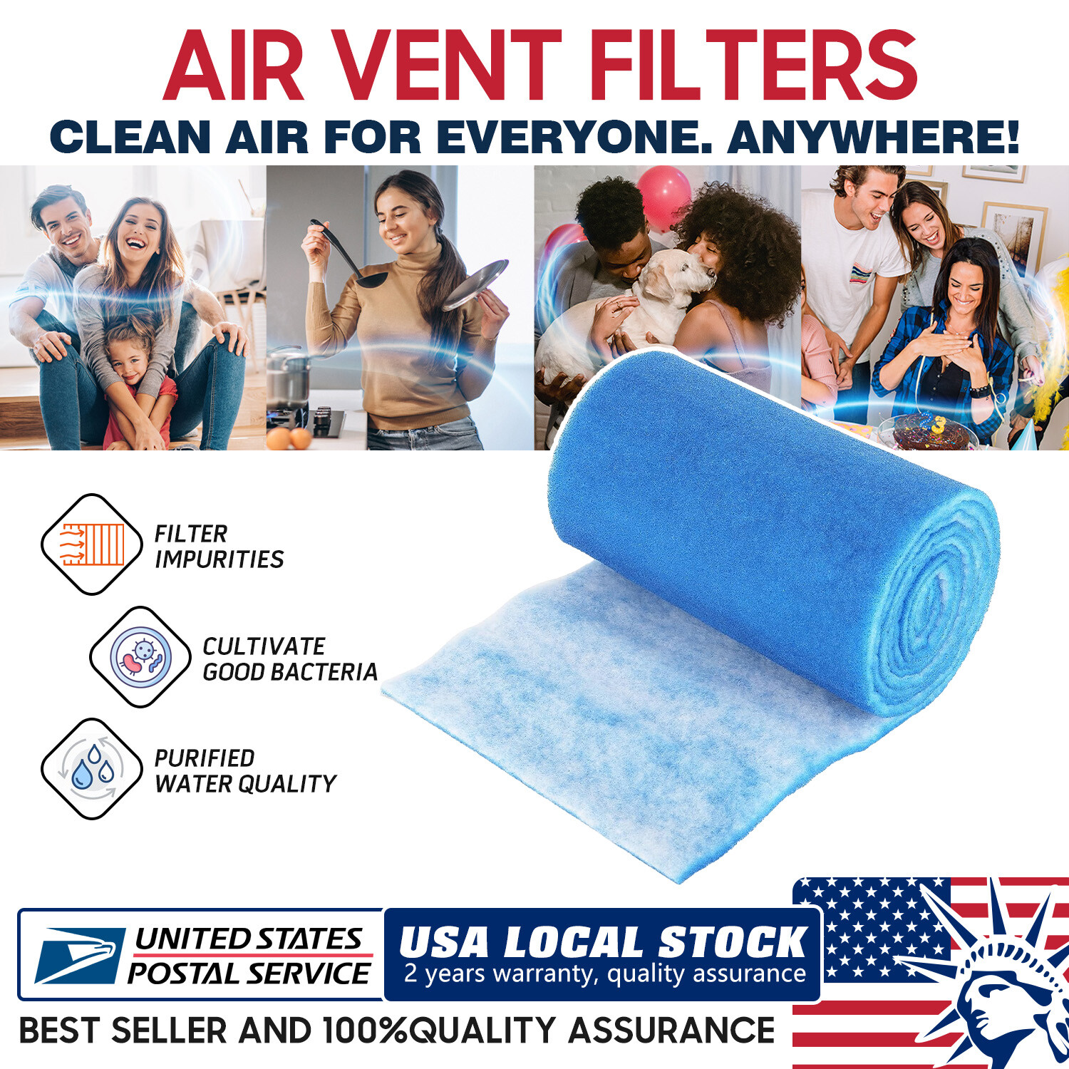 2x 12-FT BONDED AQUARIUM FILTER MEDIA PAD 140" X 12' FILTER FIBER FLOSS 1/2 inch