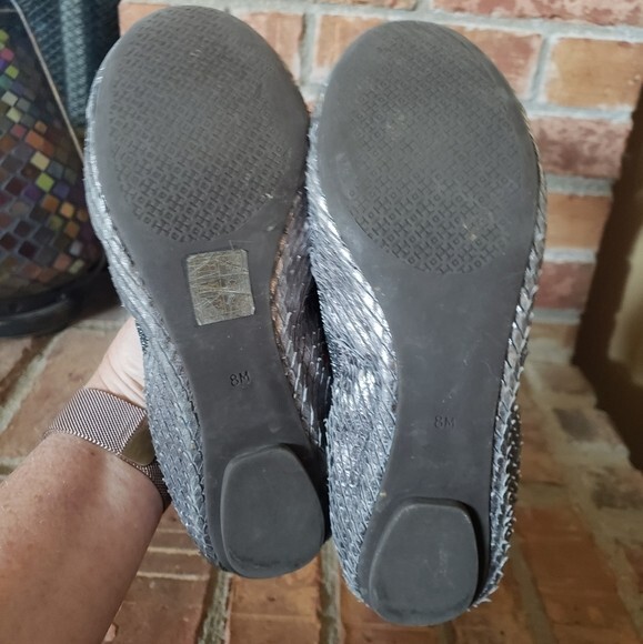 Tory Burch Silver Gabby Python Ballet Flats